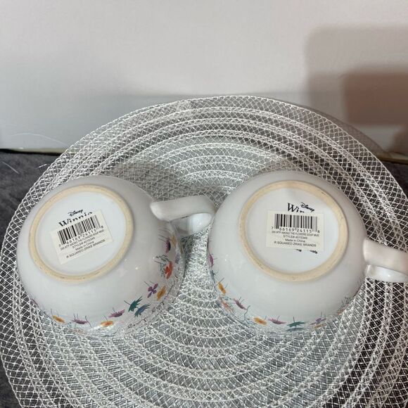 Disney Winnie the Pooh Among the Flowers Soup Mugs with handle set of 2 NWT - Picture 6 of 10